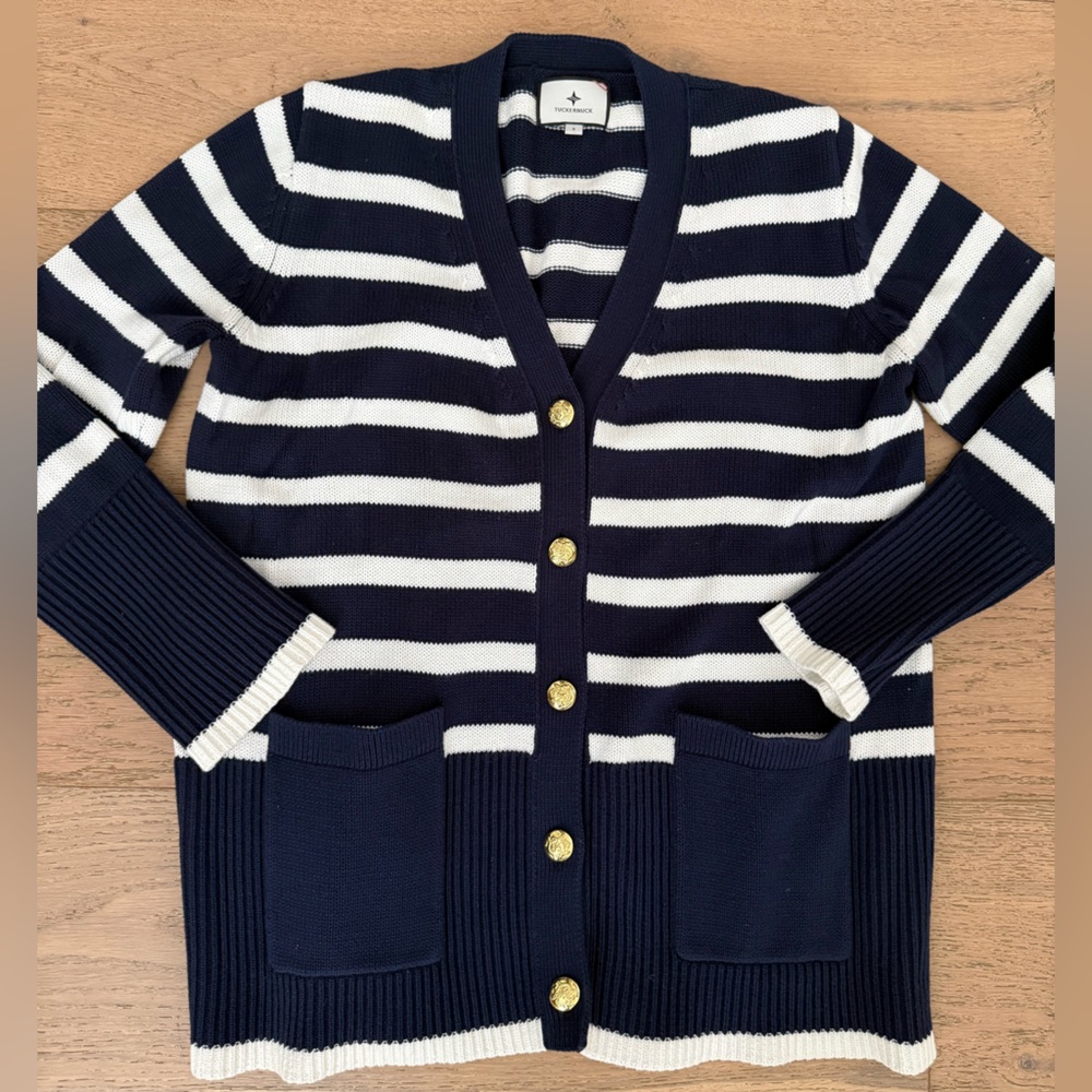 Tuckernuck Navy Striped Kerry Cardigan Size Small